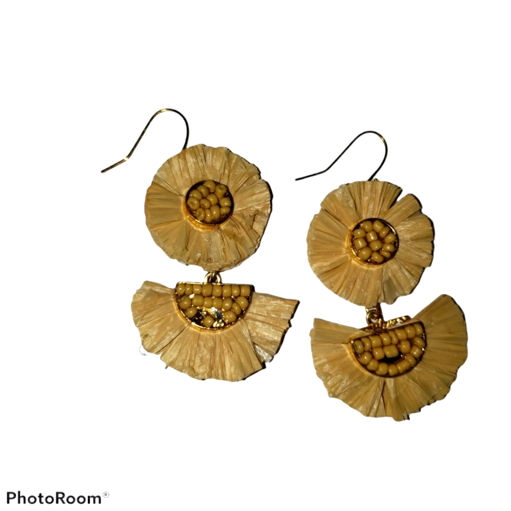 Vintage handmade bamboo earrings.